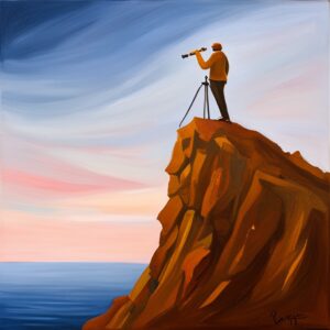 A man on a cliff with a telescope representing changes to SSO