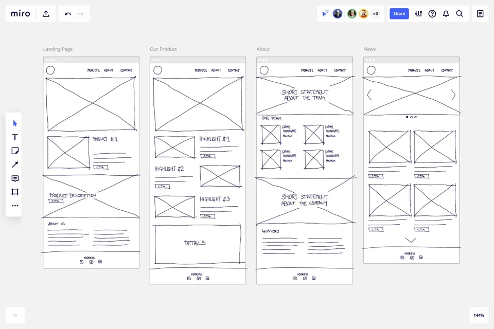 Image of a low fidelity wireframe