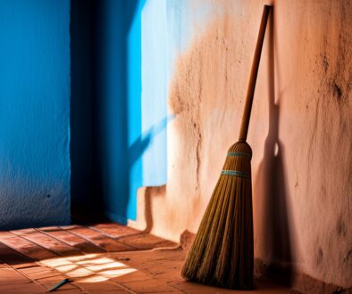 a broom on an adobe floor representing BGA's and their websites to encourage fresh design.